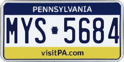 PA license plate MYS5684