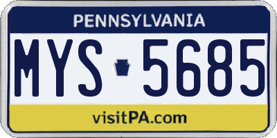 PA license plate MYS5685