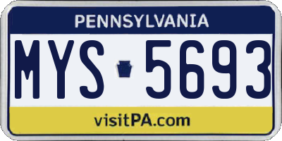 PA license plate MYS5693