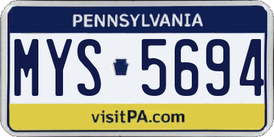 PA license plate MYS5694