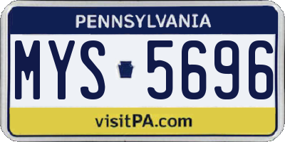 PA license plate MYS5696