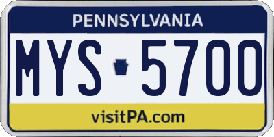 PA license plate MYS5700
