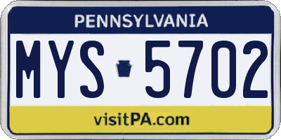 PA license plate MYS5702