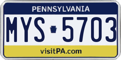 PA license plate MYS5703
