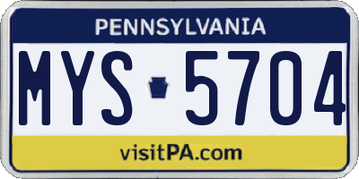 PA license plate MYS5704