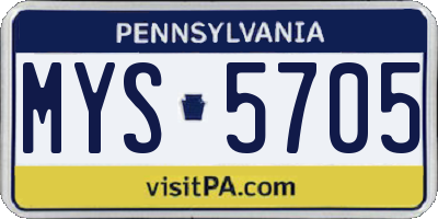 PA license plate MYS5705