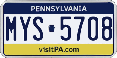 PA license plate MYS5708