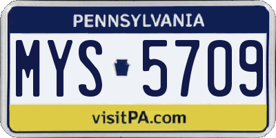 PA license plate MYS5709