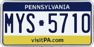 PA license plate MYS5710