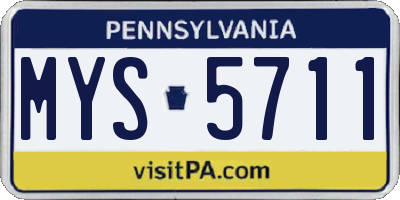 PA license plate MYS5711