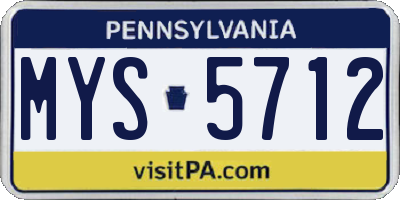 PA license plate MYS5712