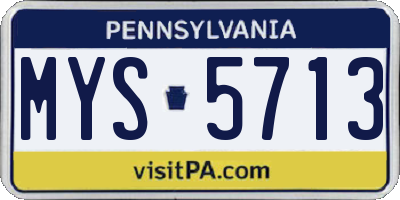 PA license plate MYS5713