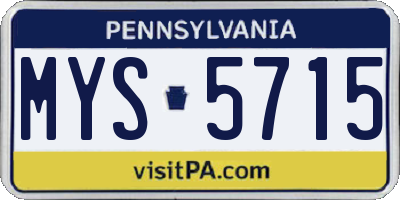 PA license plate MYS5715