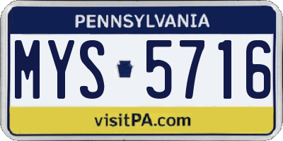 PA license plate MYS5716