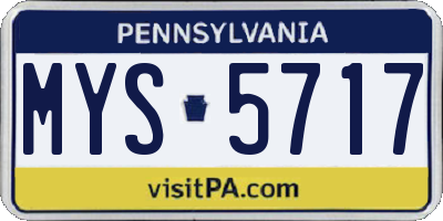 PA license plate MYS5717