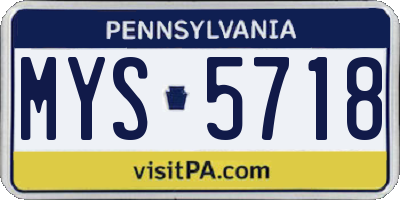 PA license plate MYS5718