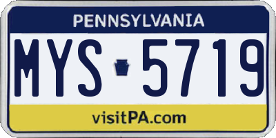 PA license plate MYS5719