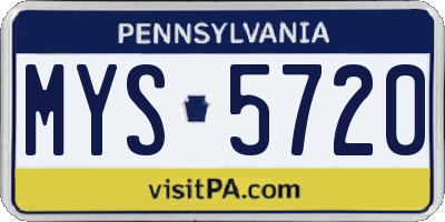 PA license plate MYS5720