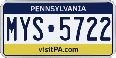 PA license plate MYS5722