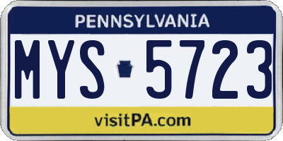 PA license plate MYS5723