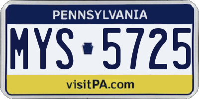 PA license plate MYS5725