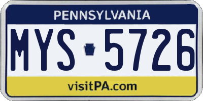 PA license plate MYS5726