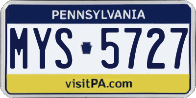 PA license plate MYS5727
