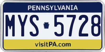 PA license plate MYS5728