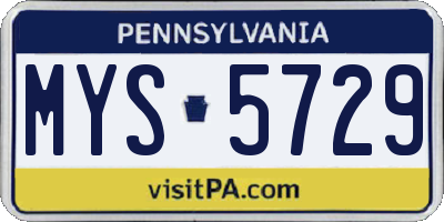 PA license plate MYS5729