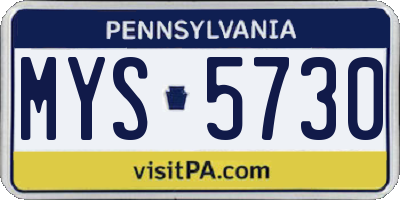 PA license plate MYS5730