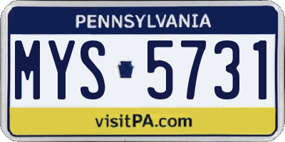 PA license plate MYS5731