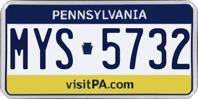 PA license plate MYS5732