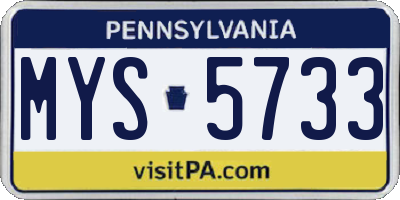 PA license plate MYS5733