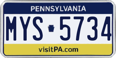 PA license plate MYS5734