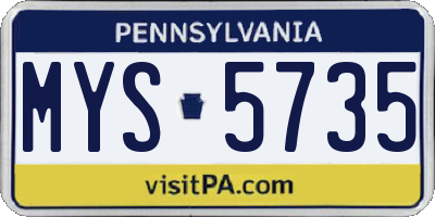 PA license plate MYS5735