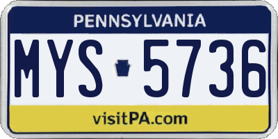 PA license plate MYS5736