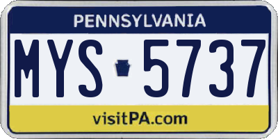 PA license plate MYS5737