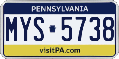 PA license plate MYS5738