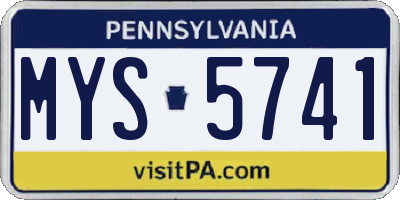 PA license plate MYS5741