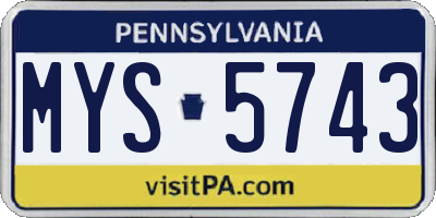 PA license plate MYS5743