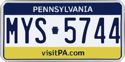 PA license plate MYS5744
