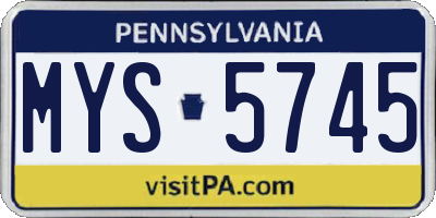PA license plate MYS5745