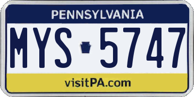 PA license plate MYS5747