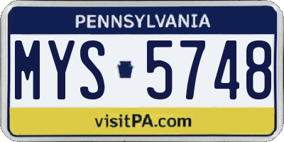 PA license plate MYS5748