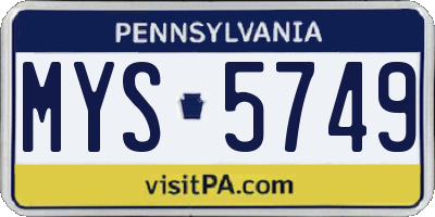 PA license plate MYS5749