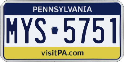 PA license plate MYS5751