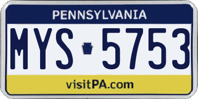 PA license plate MYS5753