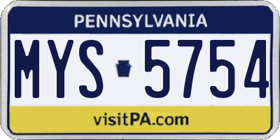 PA license plate MYS5754