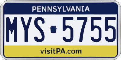 PA license plate MYS5755