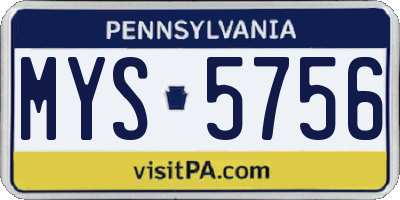 PA license plate MYS5756